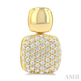 1/3 Ctw Cushion Shape Mount Pave Set Round Cut Diamond Fashion Earring in 10K Yellow Gold